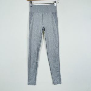 Gymshark Heather Grey Pull On Waist Logo‎ Sculpted Leggings Pants Womens Small